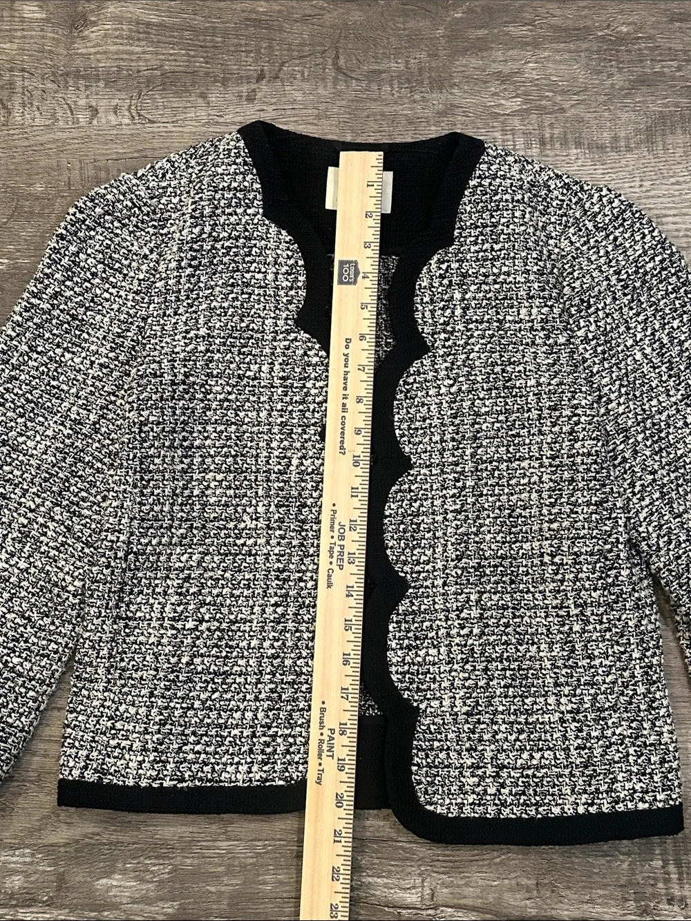 kate‎ spade Black and White Tweed Scalloped-Edge Jacket